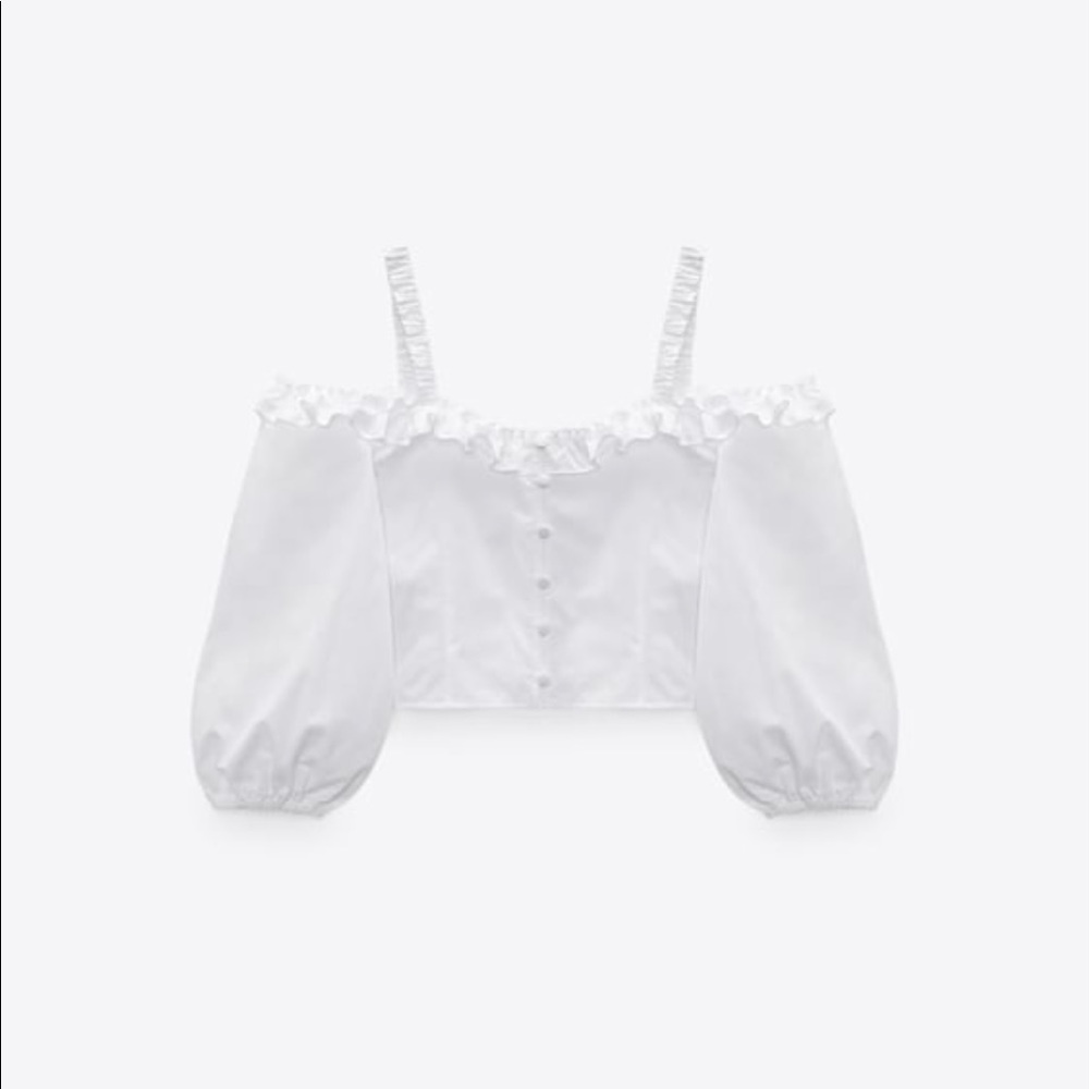 ZARA: POPLIN BLOUSE WITH RUFFLE TRIMS